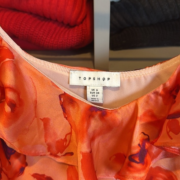 Topshop orange and purple flower print asymmetrical dress size 2 NWOT - Picture 2 of 3